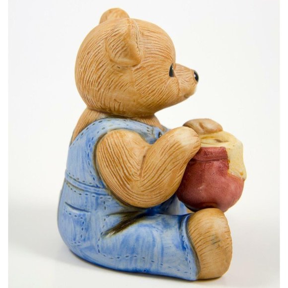 Homco Hand Painted Bisque Porcelain Bear with Honey Pot Figurine #1425 - Picture 3 of 6